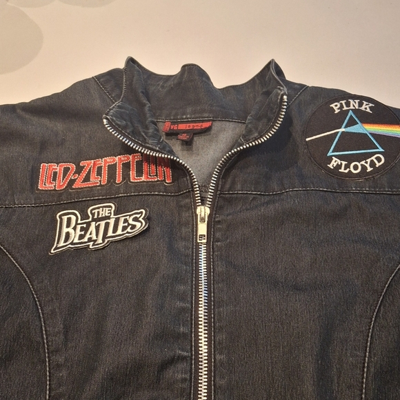 VG Jeans Women's Black Demin Long Sleeve Classic Rock Zip Up Jacket Size 10 - Picture 4 of 14